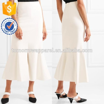 Nova Moda Branco Stretch-knit Saia Midi DEM / DOM Fabricação Atacado Moda Feminina Vestuário (TA5163S)